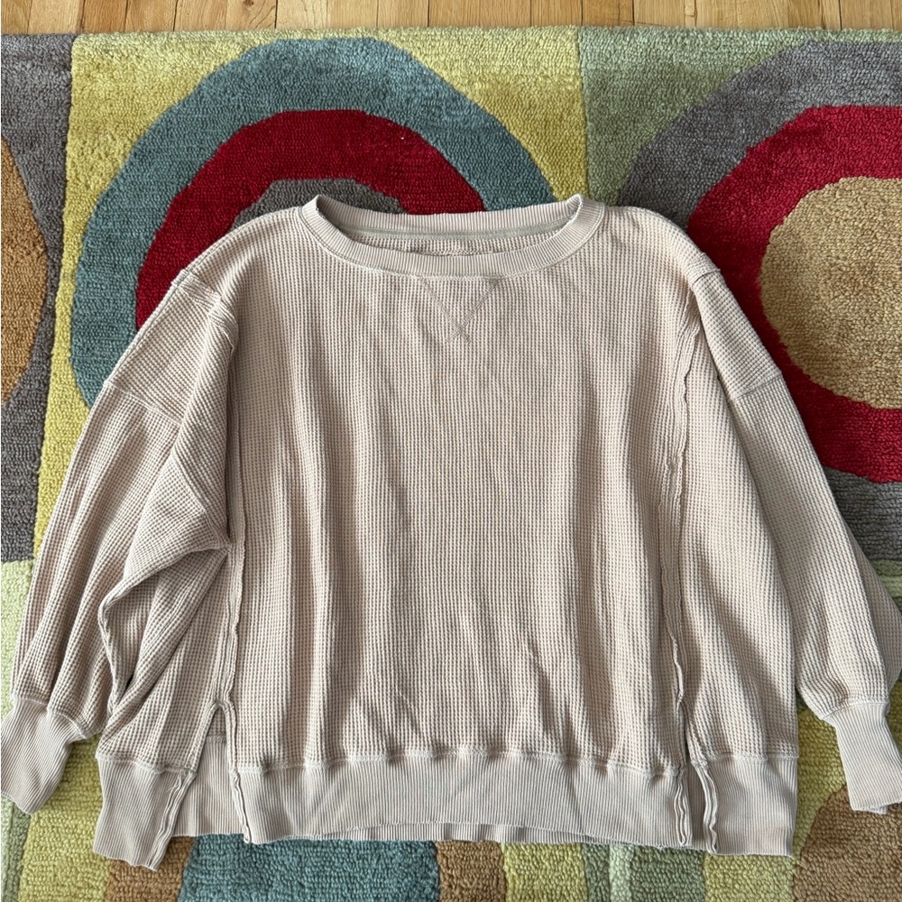American Eagle outfitters caramel waffle knit oversized crewneck sweatshirts